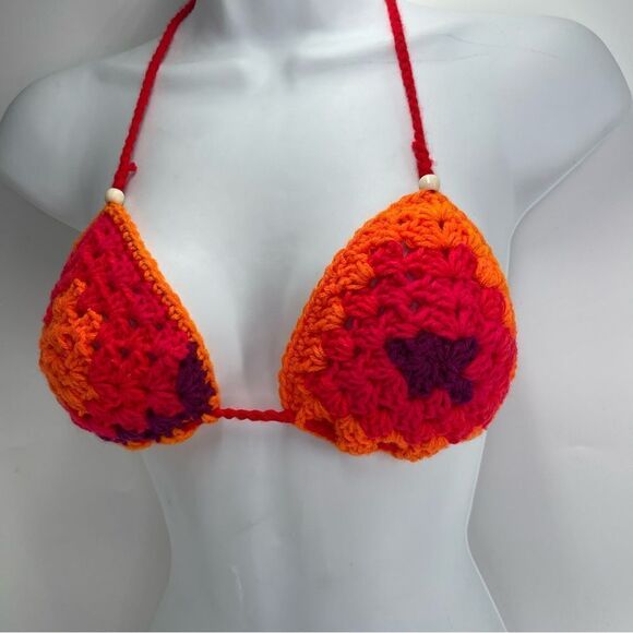 Handmade Napper brand granny square string bikini top halter adjustable any size - Picture 12 of 13